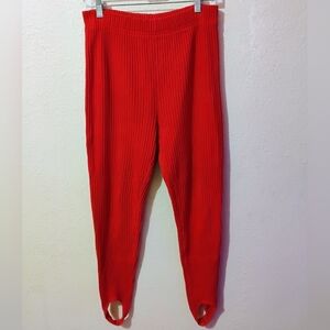 Jones New York Sport Size Small Oversized Ribbed Stirrup Leggings - Red